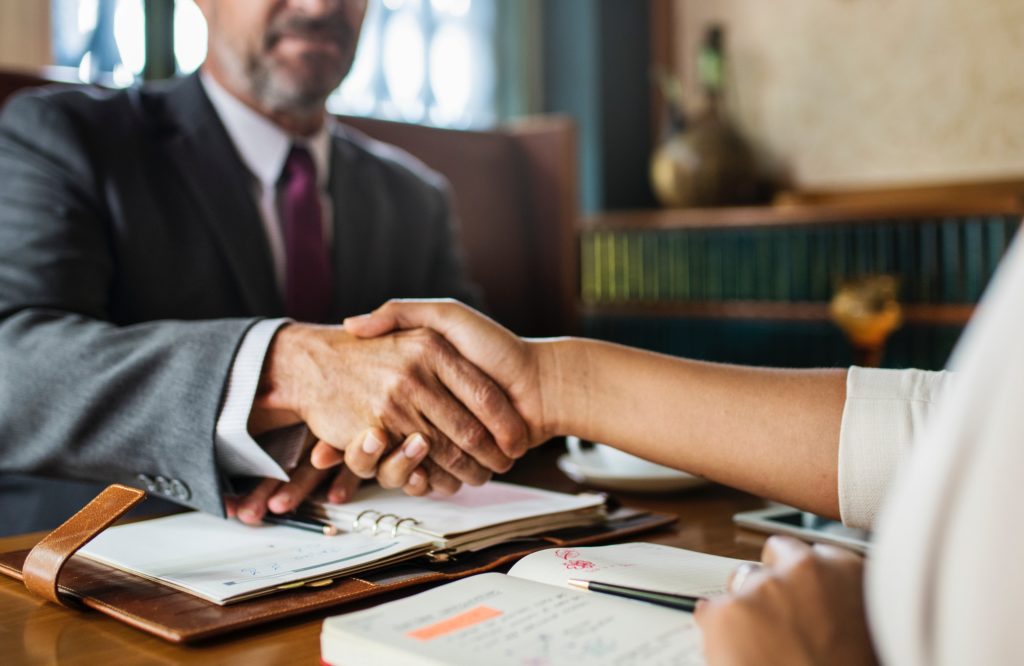 a person shaking hands